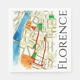 Florence Italy Street Map Full Colour Illustratio Napkin