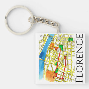 Florence Italy Street Map Fun and Colourful Keychain