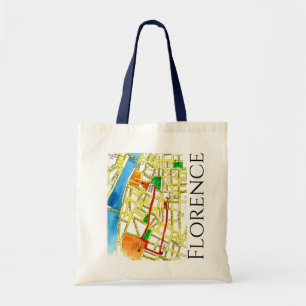 Florence Italy Street Map in Watercolor and Ink Tote Bag