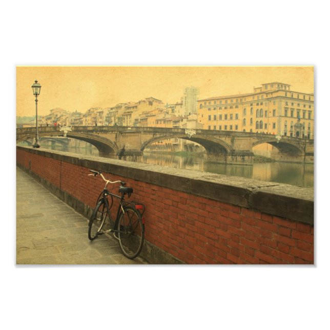 Florence Italy Vintage Bicycle by the Arno River Photo Print (Front)