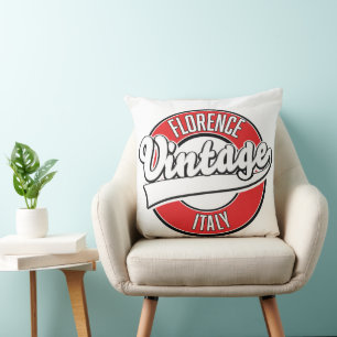 florence italy vintage style logo throw pillow