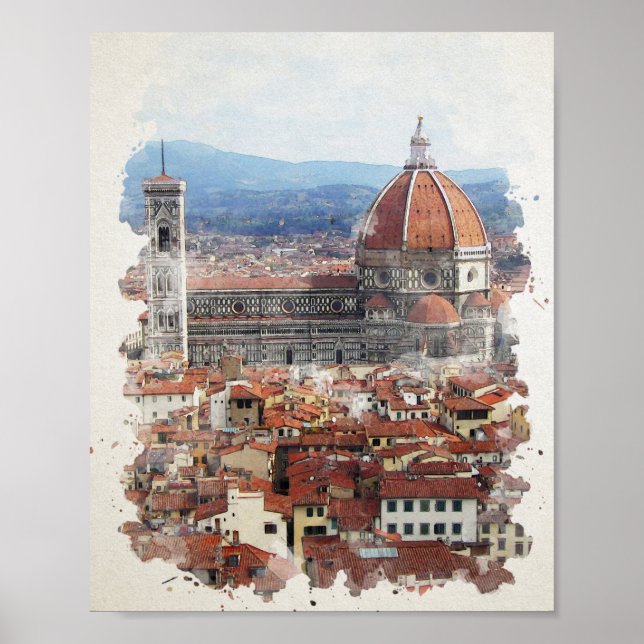 Florence Italy Watercolor Art Poster (Front)