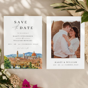 Florence Italy Watercolor Skyline Destination Save The Date