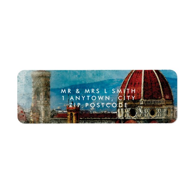 Florence Italy watercolour return address label (Front)