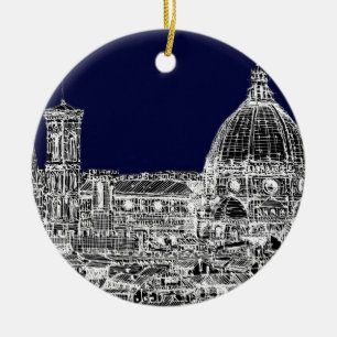 Florence navy dome ceramic ornament