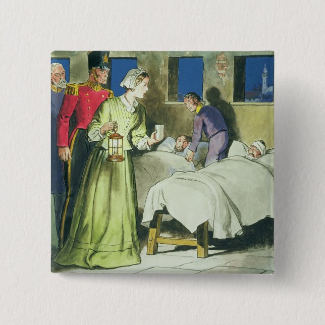 Florence Nightingale (1820-1910) from 'Peeps into 2 Inch Square Button (Front)