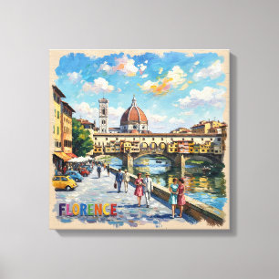 Florence Ponte Vecchio Duomo Scene Canvas Print