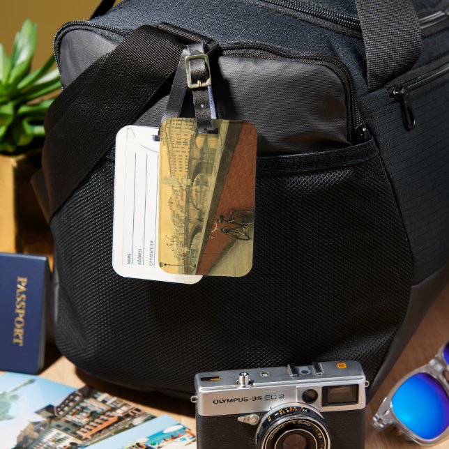 Florence Ponte Vecchio Vintage Photo Luggage Tag (Front & Back)