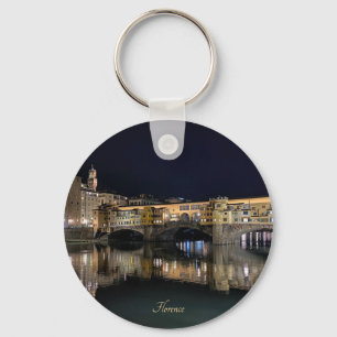 Florence riverside at night, travel keychain