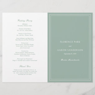 Florence Sage Green Elegant Wedding Program