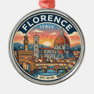 Florence Skyline Italy Metal Ornament