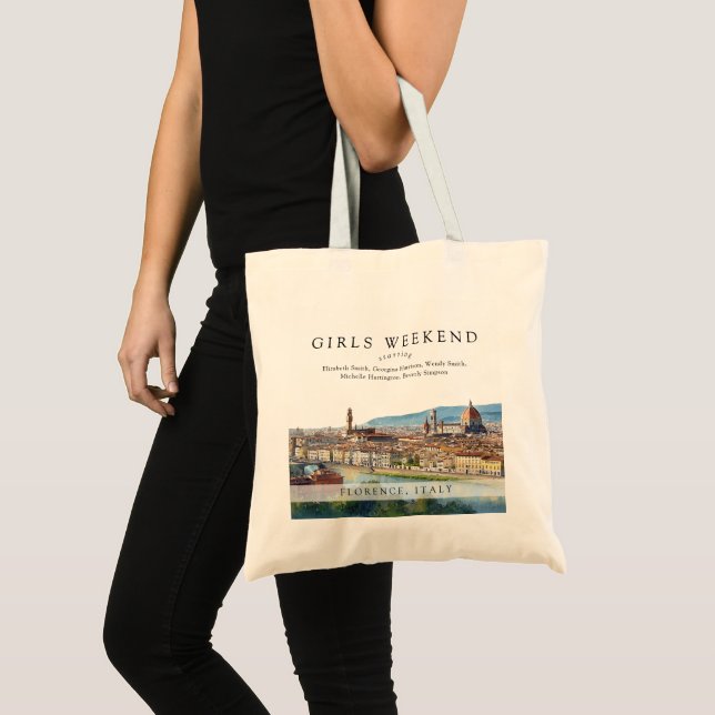 Florence Skyline Watercolor Girls Weekend Tote Bag (Front (Product))