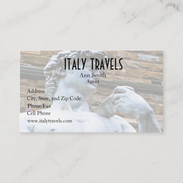 Florence Statue of David With Love Quote Business Card (Back)