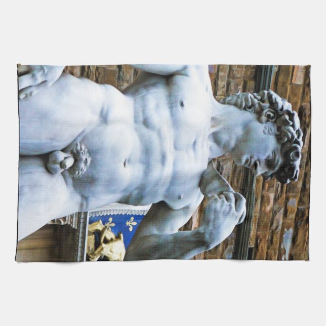 Florence Statue of David With Love Quote Kitchen Towel (Horizontal)