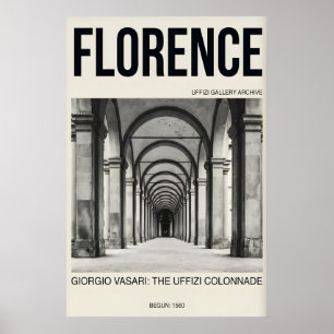 Florence Wall Art Print, Uffizi Gallery Black