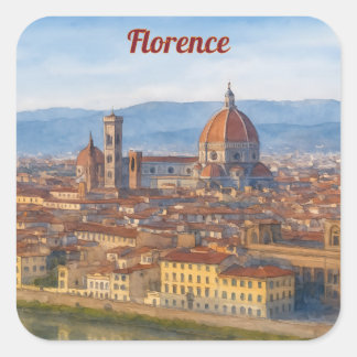 Florence Watercolor Duomo Skyline Square Sticker