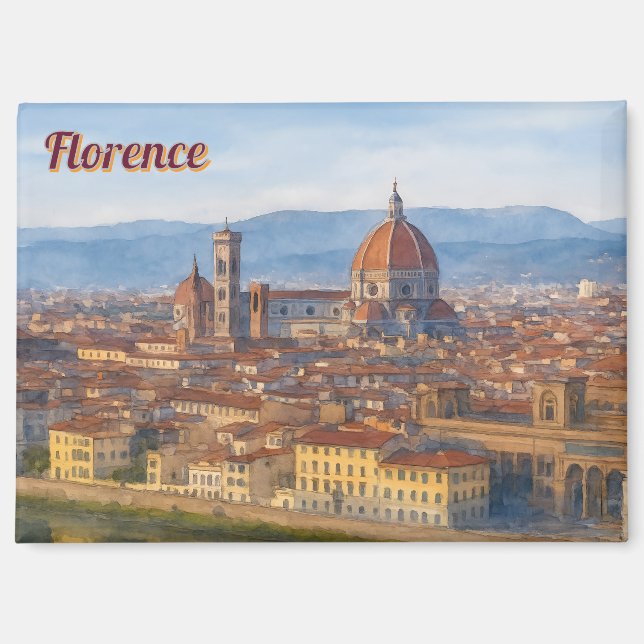 Florence Watercolor Skyline Magnet (Front)
