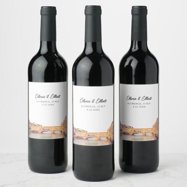 Florence Wedding Italy Favour Personalized Wine Label (Bottles)