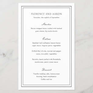 Florence White Elegant Wedding Menu