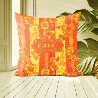 Florence Yellow and Orange Floral Throw Pillow