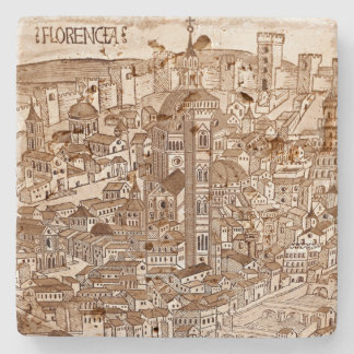 Florencia Sepia Travertine Coaster