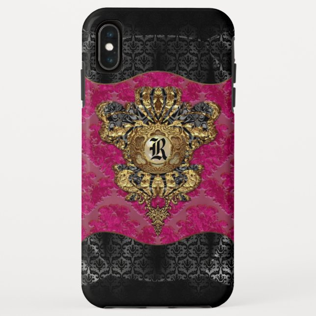 Florendyne Elegant Damask Monogram Case-Mate iPhone Case (Back)