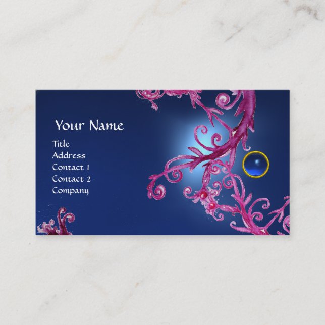 FLORENTINE BAROQUE MONOGRAM GEM blue Business Card (Front)