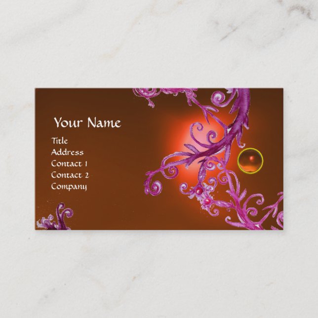 FLORENTINE BAROQUE MONOGRAM GEM orange Business Card (Front)