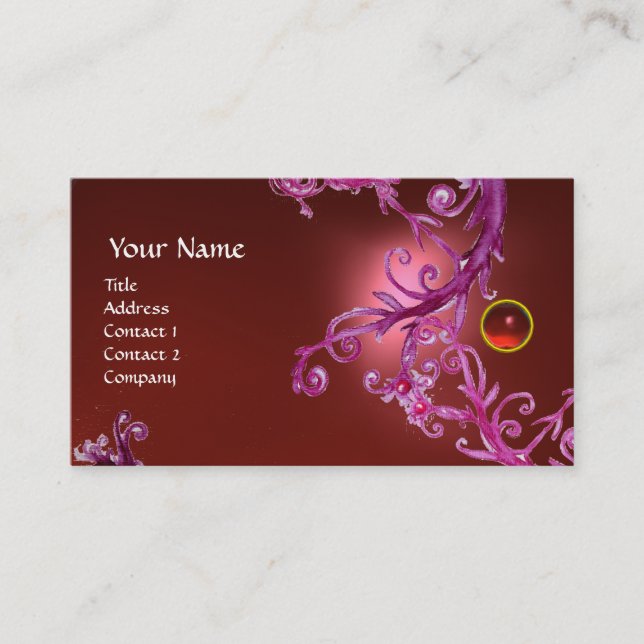FLORENTINE BAROQUE MONOGRAM GEM red Business Card (Front)