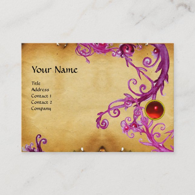 FLORENTINE BAROQUE MONOGRAM GEM red parchment Business Card (Front)