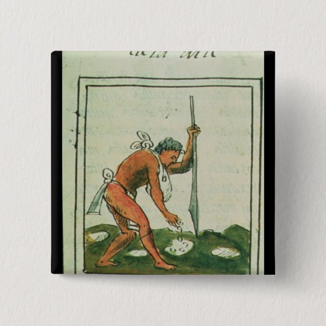 Florentine Codex' by Bernardino de Sahagun 2 Inch Square Button (Front)