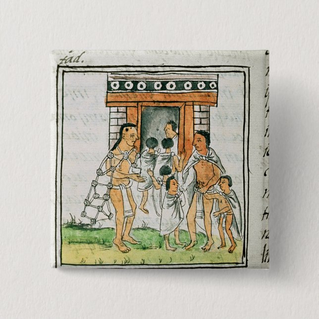 Florentine Codex' by Bernardino de Sahagun 2 Inch Square Button (Front)