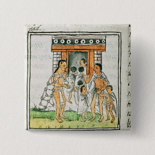 Florentine Codex' by Bernardino de Sahagun 2 Inch Square Button