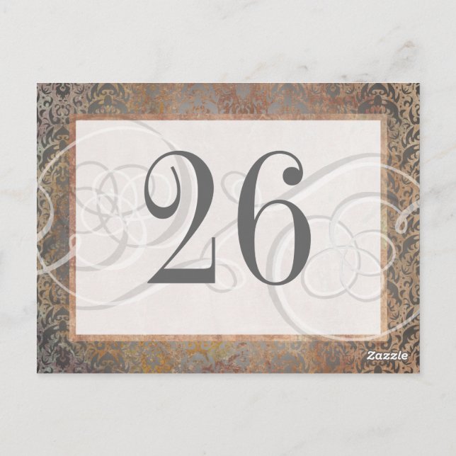 Florentine Elegance Tuscan Damask Table Number Postcard (Back)