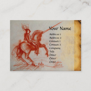 FLORENTINE KNIGHT ON HORSEBACK Monogram cream Business Card