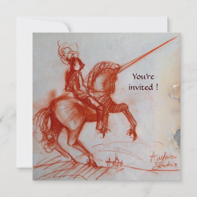 FLORENTINE KNIGHT ON HORSEBACK  parchment Invitation (Front)