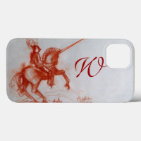 FLORENTINE  KNIGHT ON HORSEBACK Sepia Monogram