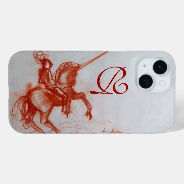 FLORENTINE  KNIGHT ON HORSEBACK Sepia Monogram Case-Mate iPhone Case (Back (Horizontal))