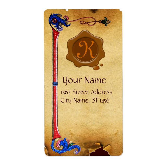 FLORENTINE PARCHMENT BROWN WAX SEAL MONOGRAM (Front)