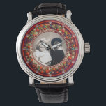 FLORENTINE RED FLORAL CROWN PHOTO TEMPLATE WATCH<br><div class="desc">Elegant , classic fruits, vibrant Renaissance fine art , masterpiece from Bottega della Robbia ( Florence - Italy ) .Classy round /circle shape photo template  in gold red green colours with bright 3D  pink gem stones easily customizable with your photo. Artistic and cool design</div>