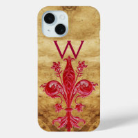 FLORENTINE RED LILY FLEUR DE LIS PARCHMENT