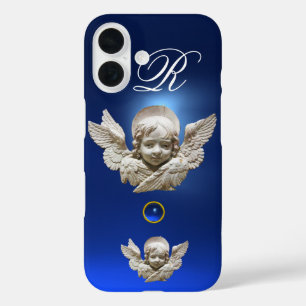FLORENTINE RENAISSANCE ANGEL Blue Gem Monogram iPhone 16 Case