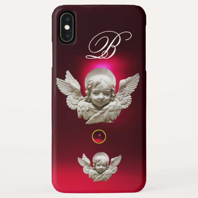 FLORENTINE RENAISSANCE ANGEL Red Burgundy Monogram Case-Mate iPhone Case (Back)