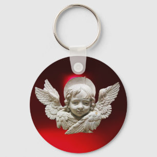 FLORENTINE RENAISSANCE ANGEL,Red Ruby Gem Keychain