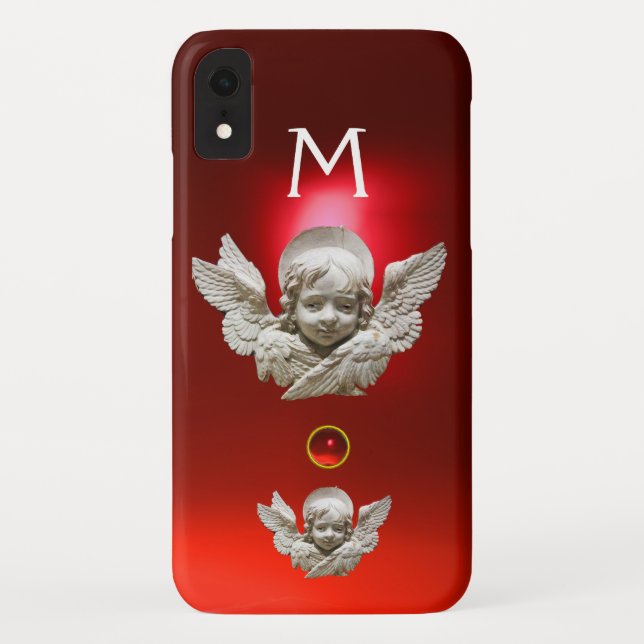 FLORENTINE RENAISSANCE ANGEL Red Ruby Monogram Case-Mate iPhone Case (Back)