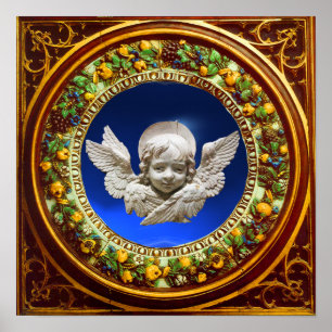 FLORENTINE RENAISSANCE ANGEL WITH FLORAL CROWN POSTER