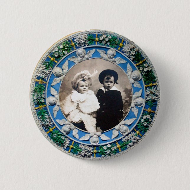 FLORENTINE RENAISSANCE  ANGELS , PHOTO TEMPLATE 2 INCH ROUND BUTTON (Front)