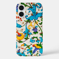 FLORENTINE RENAISSANCE BLUE FLORAL SWIRLS,FLOWERS