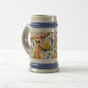 FLORENTINE RENAISSANCE FLORAL SWIRLS,FLOWERS BEER STEIN