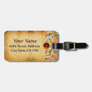 FLORENTINE RENAISSANCE FLORAL SWIRLS,FLOWERS LUGGAGE TAG